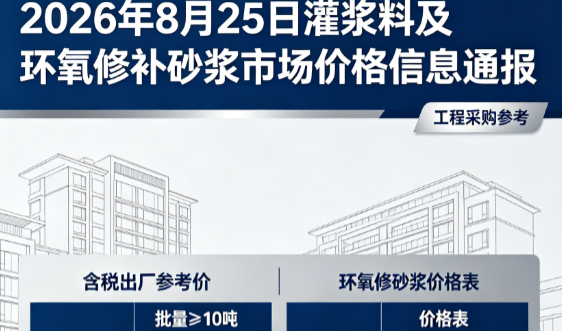 桥东2026年8月25日灌浆料及环氧修补砂浆市场价格信息通报